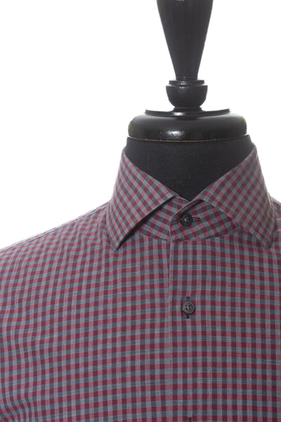 Hugo Boss Red on Grey Check Regular Fit Gerald Shirt
