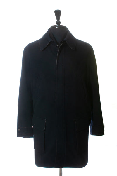 Salvatore Ferragamo Navy Blue Cashmere Blend Winter Proof Coat