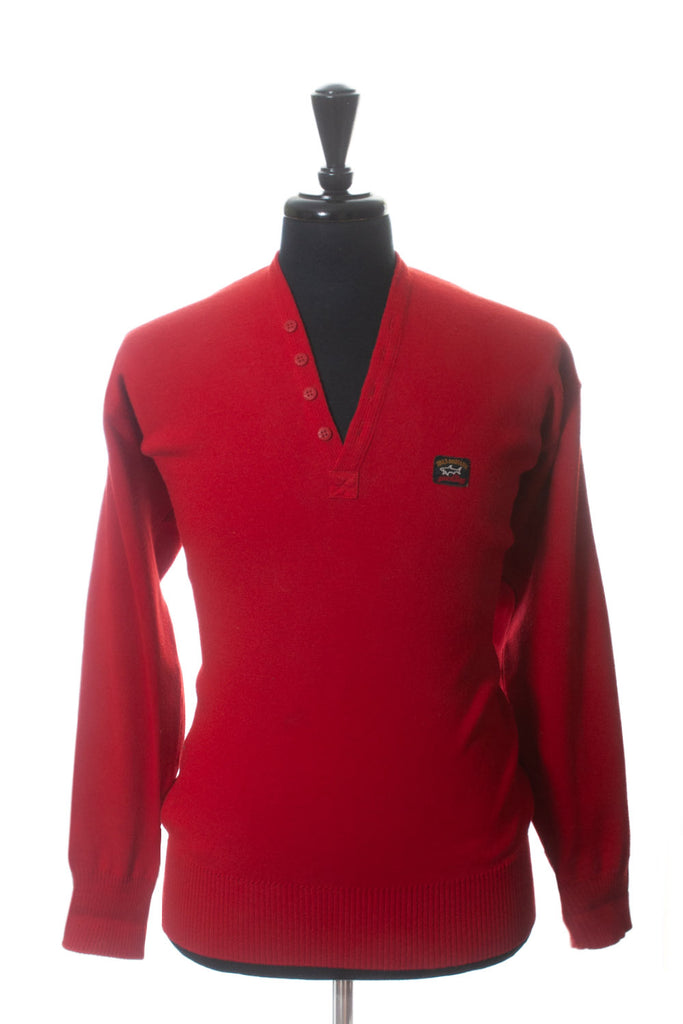 Paul & Shark Vintage Red Button Collar Sweater