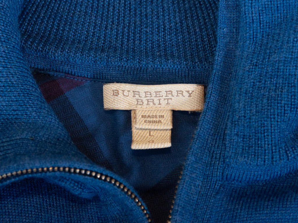 Burberry Brit Slim Fit Blue Quarter Zip Sweater