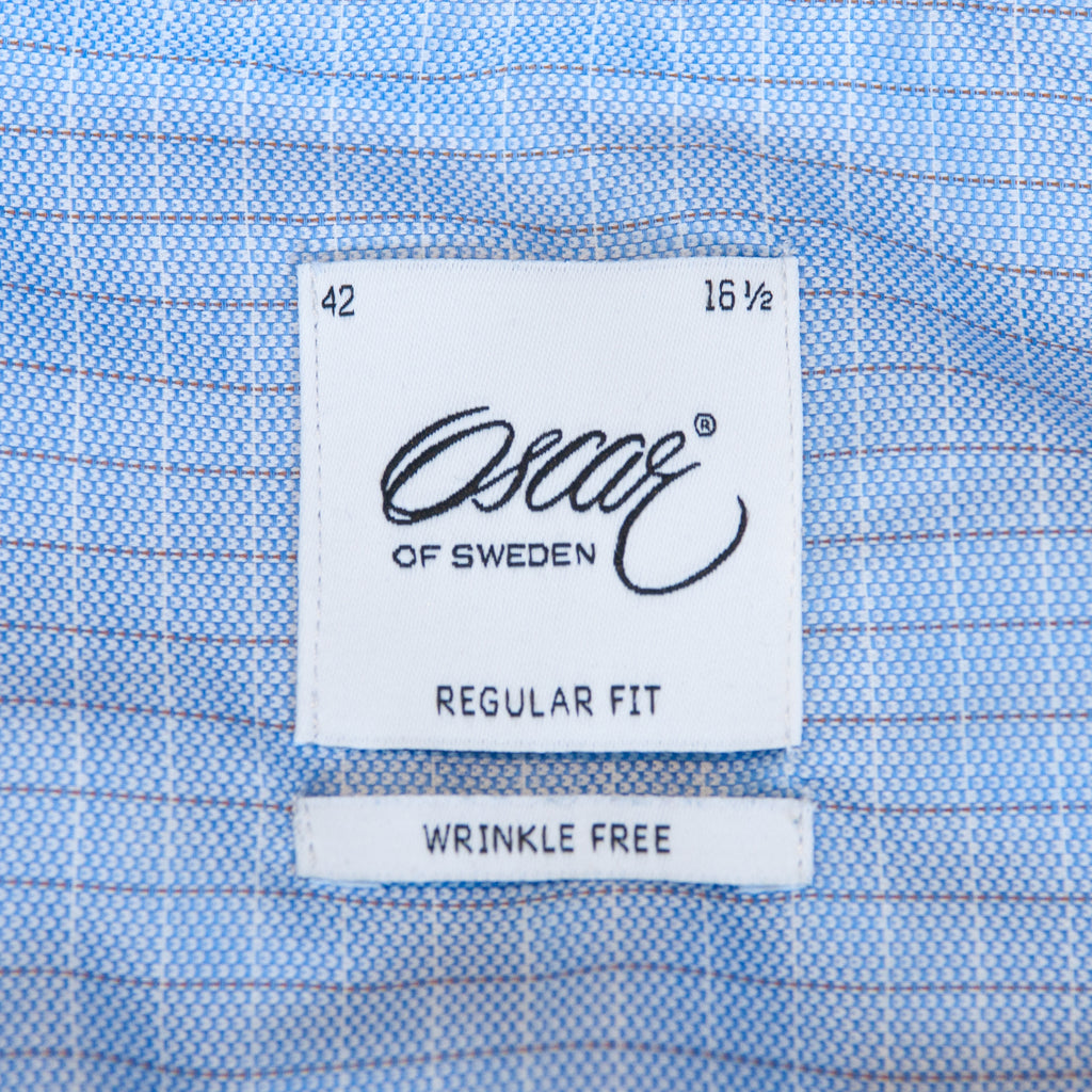 Oscar of Sweden Blue Check Wrinkle Free Shirt