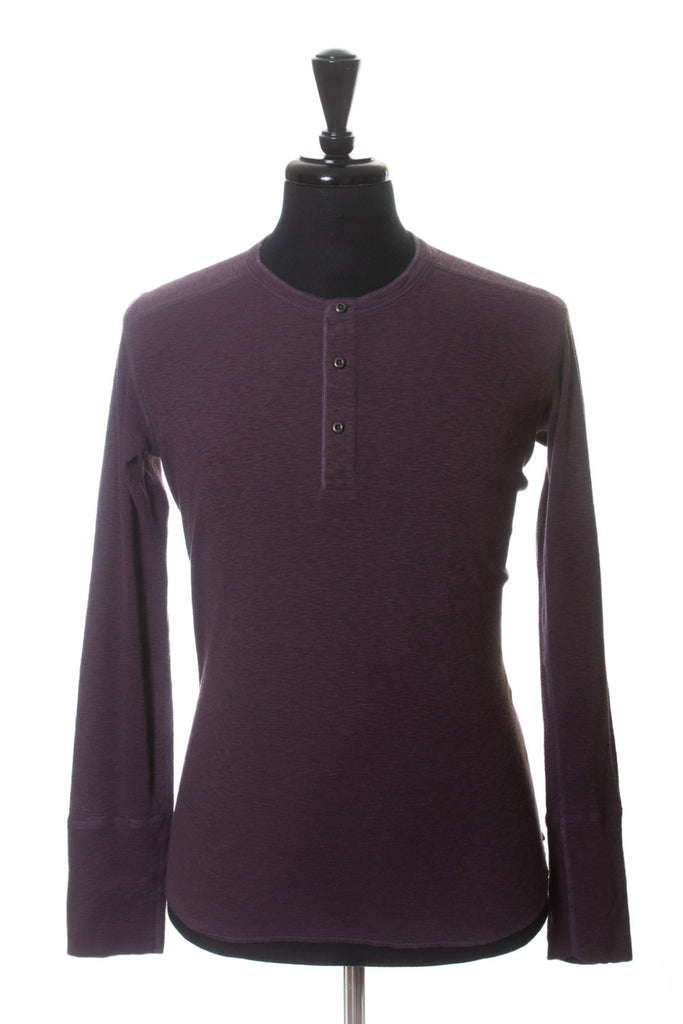 Wings + Horns Purple Cotton Henley Shirt