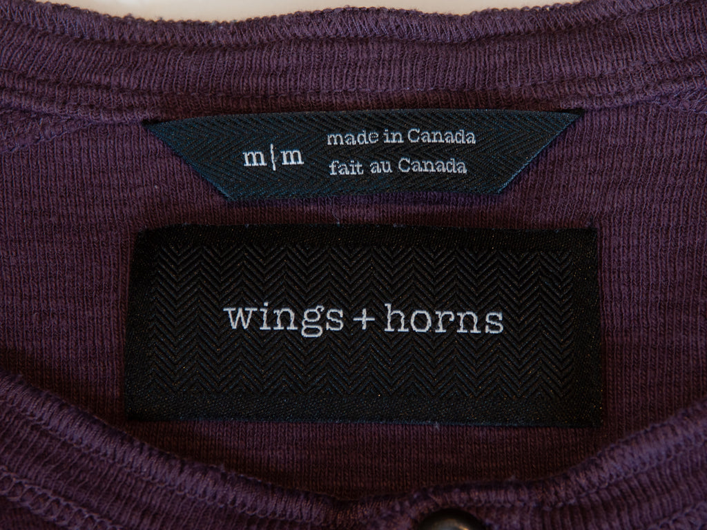 Wings + Horns Purple Cotton Henley Shirt