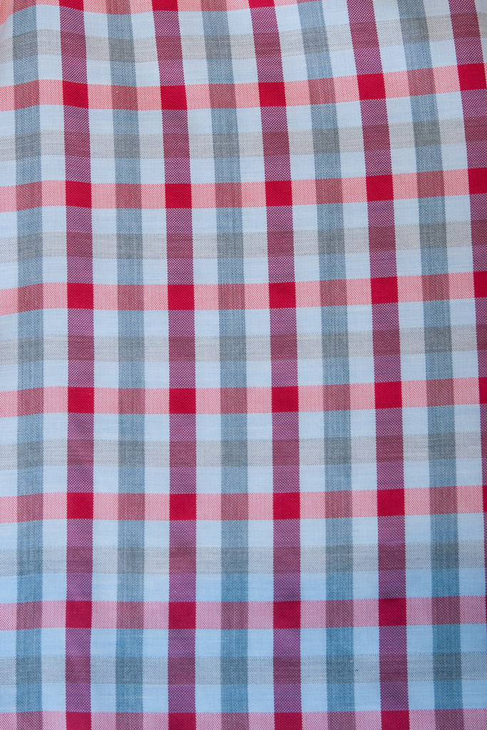 Stenstroms Grey and Red Check Short Sleeve Shirt