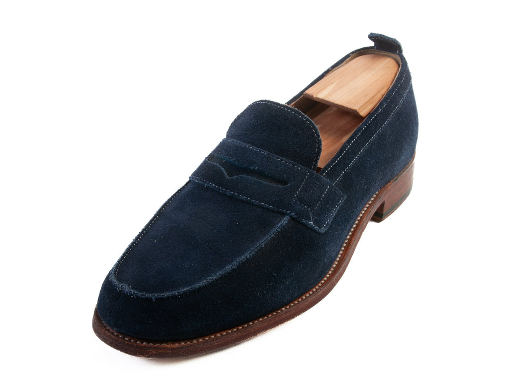 Grenson Blue Suede Penny Loafers