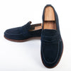 Grenson Blue Suede Penny Loafers