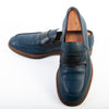 Giorgio Armani Blue Perforated Leather Penny Loafers