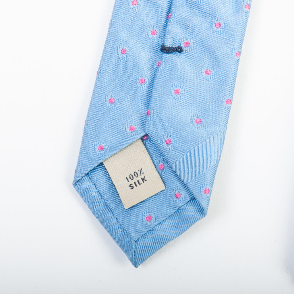 Burberry Pink on Blue Polka Dot Tie