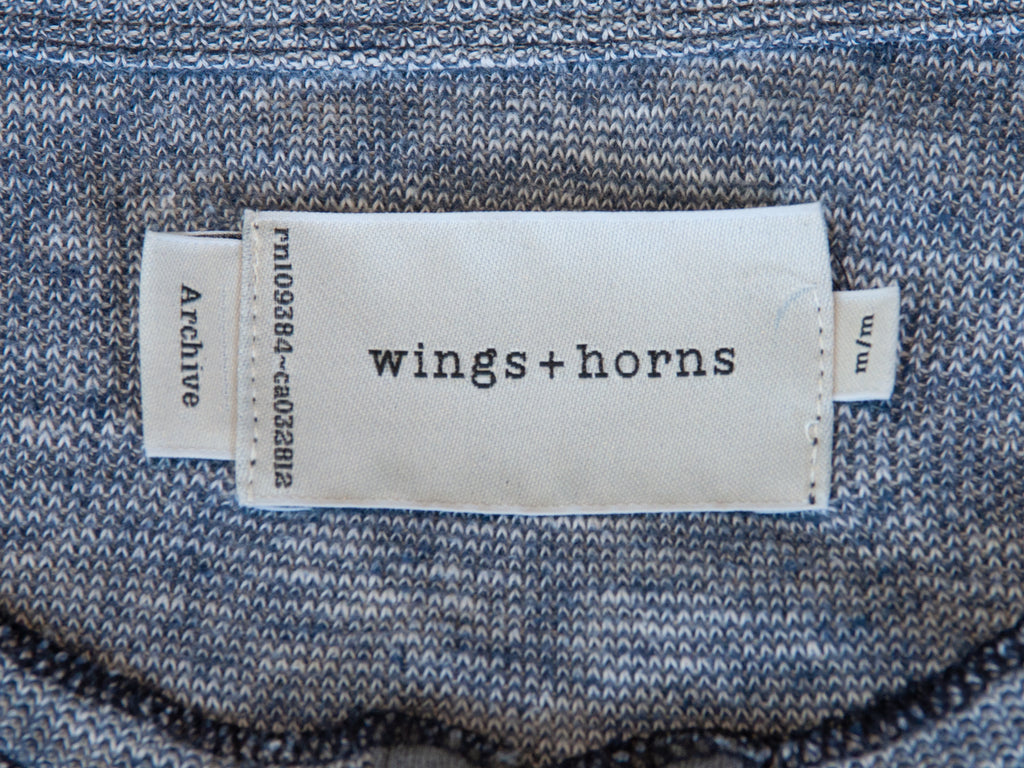 Wings + Horns Archive Heathered Blue Henley Shirt