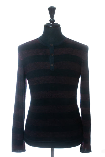 John Varvatos Burgundy and Black Cashmere Henley Sweater