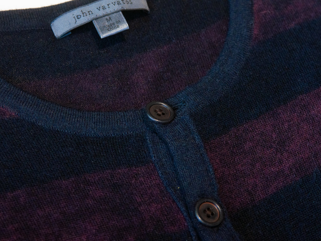 John Varvatos Burgundy and Black Cashmere Henley Sweater