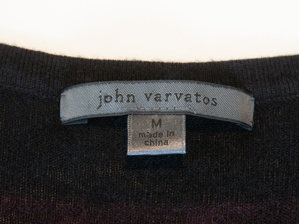 John Varvatos Burgundy and Black Cashmere Henley Sweater