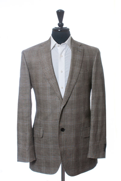 Etro Grey Check Cotton Linen Blazer