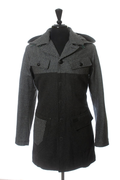 Gsus Sindustry Grey Wool Blend Overcoat