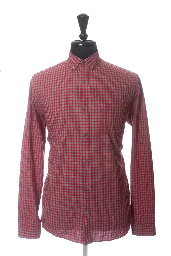 Hugo Boss Red on Grey Check Straight Fit Emingway Shirt