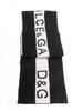 Dolce & Gabbana Black and White Stripe Text Scarf