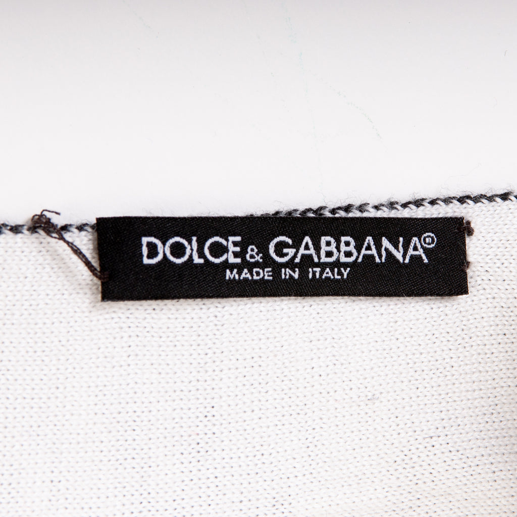 Dolce & Gabbana Black and White Stripe Text Scarf