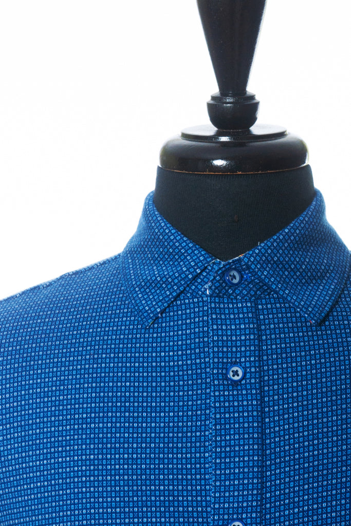 Robert Graham Blue Geometric Weave Jersey Classic Fit Shirt