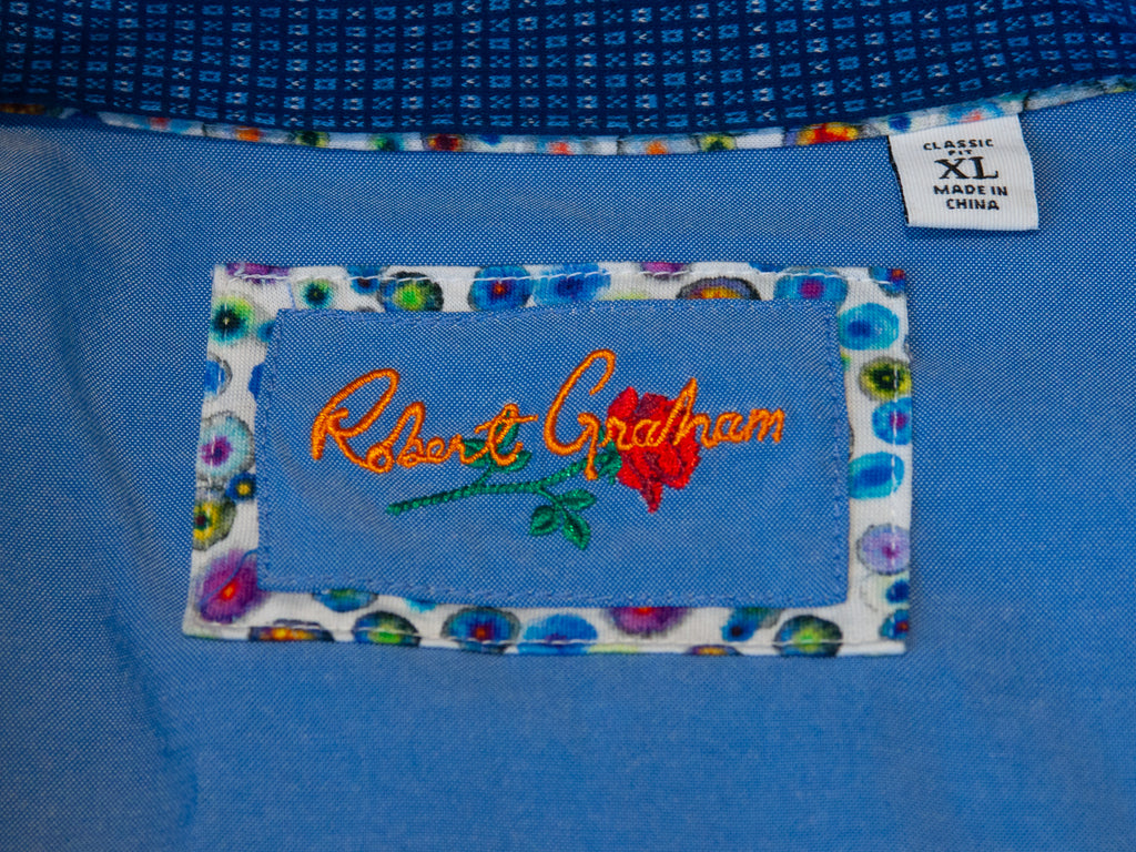 Robert Graham Blue Geometric Weave Jersey Classic Fit Shirt