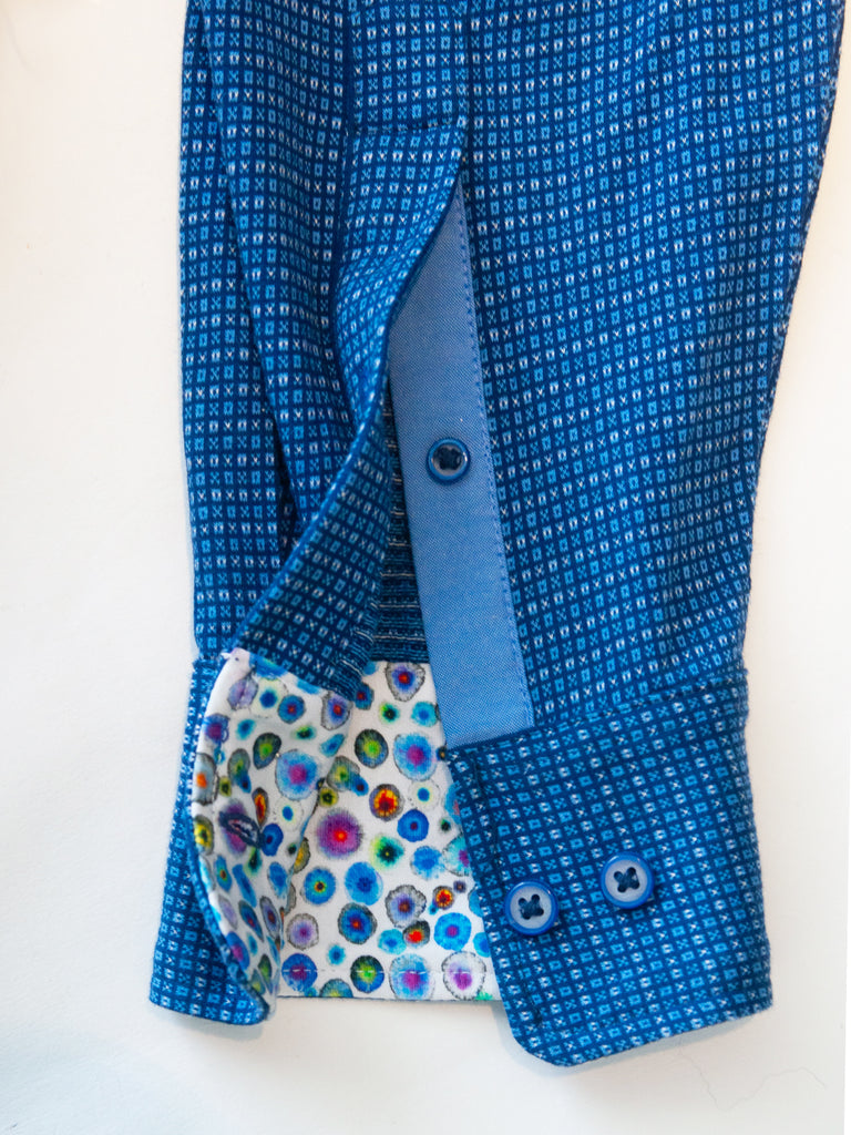 Robert Graham Blue Geometric Weave Jersey Classic Fit Shirt