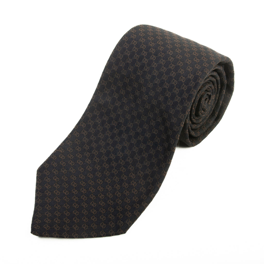 Gucci Dark Brown GG Patterned Tie