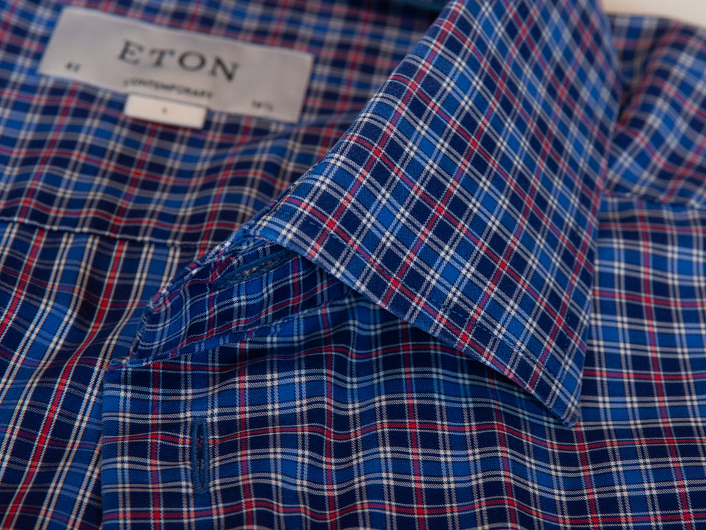 Eton Blue Check Contemporary Fit Shirt
