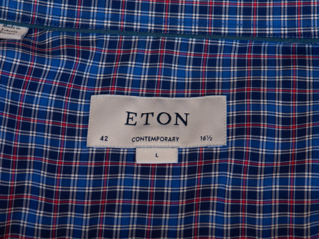 Eton Blue Check Contemporary Fit Shirt