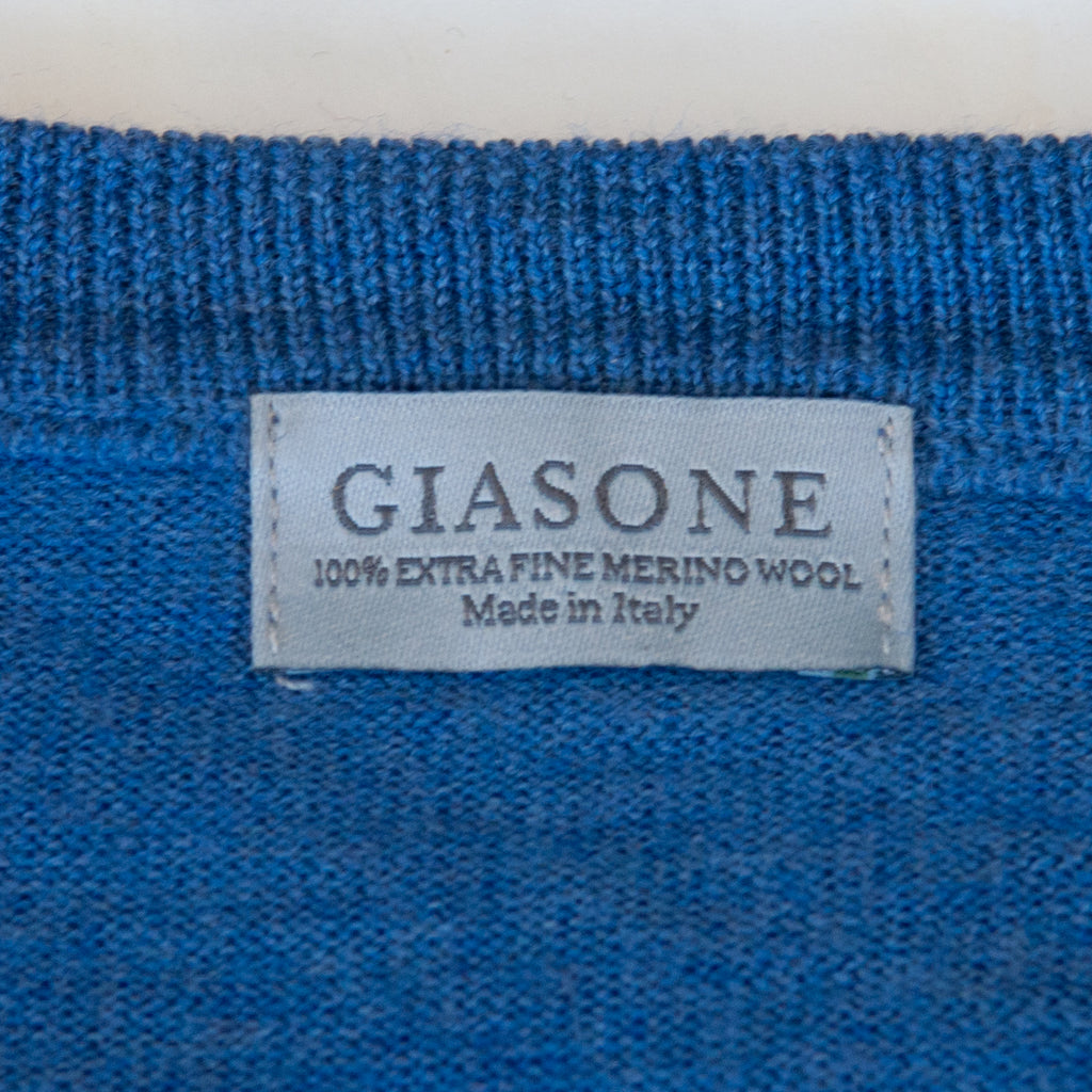 Giasone Blue Merino Wool Crew Neck Sweater