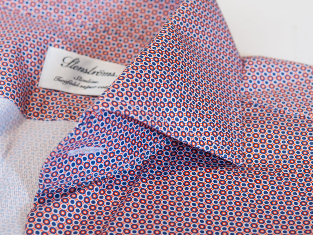 Stenstroms Orange Dot Print Slimline Shirt