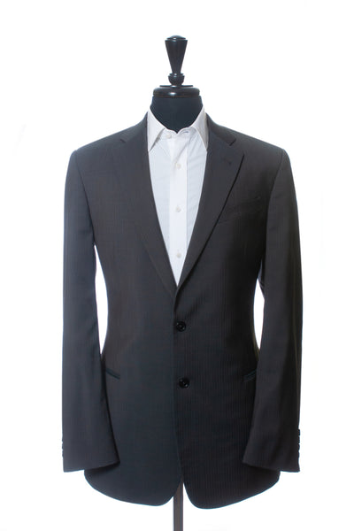 Armani Collezioni Grey Fine Herringbone Wool Suit