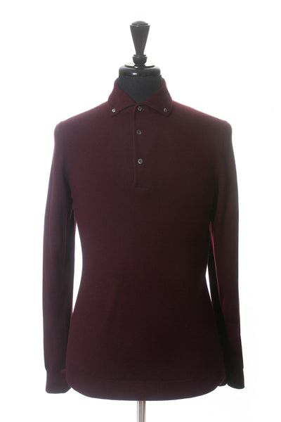 Gran Sasso Maroon Collared Sweater