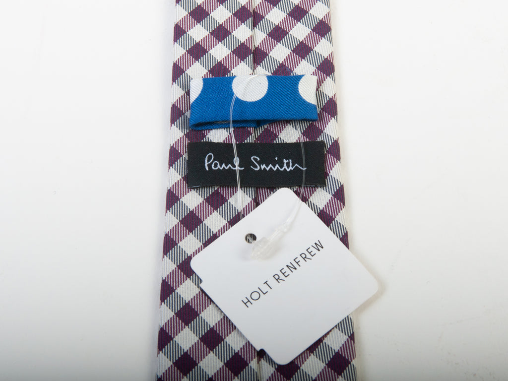 Paul Smith Purple on Silver Check Skinny Tie