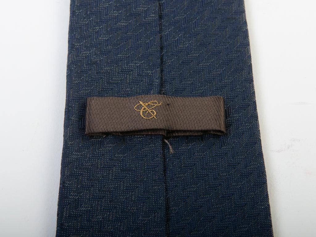 Canali Shiny Grey Herringbone Tie
