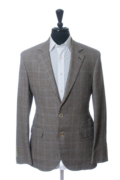 Brunello Cucinelli Sand Brown Check Blazer