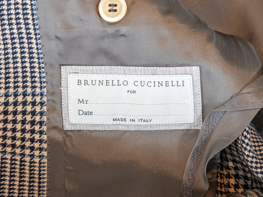 Brunello Cucinelli Sand Brown Check Blazer