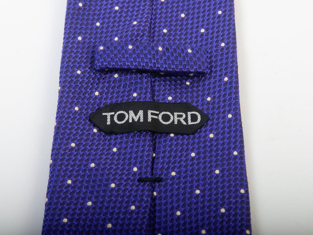Tom Ford White on Purple Polka Dot Tie