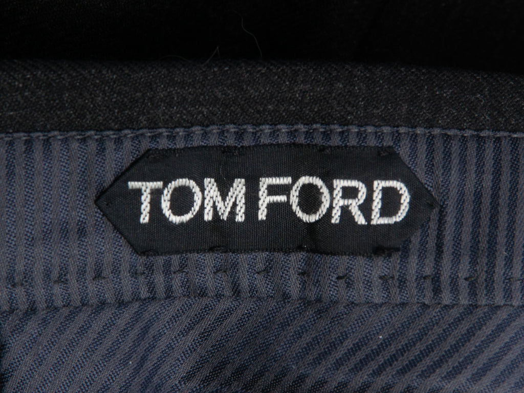 Tom Ford Charcoal Grey Check Wool Basic Trousers