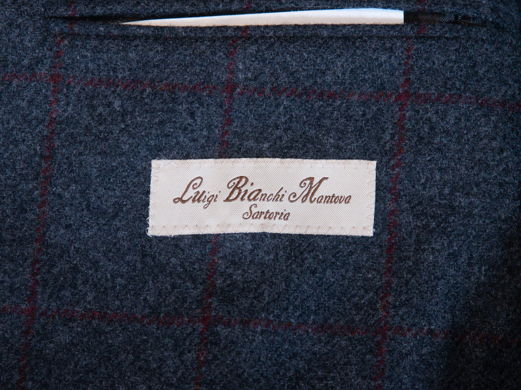 Luigi Bianchi Maroon on Grey Windowpane Check Blazer
