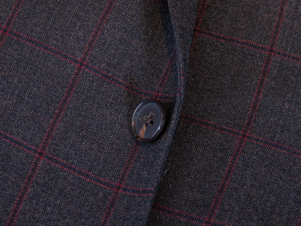 Luigi Bianchi Red on Brown Windowpane Check Suit