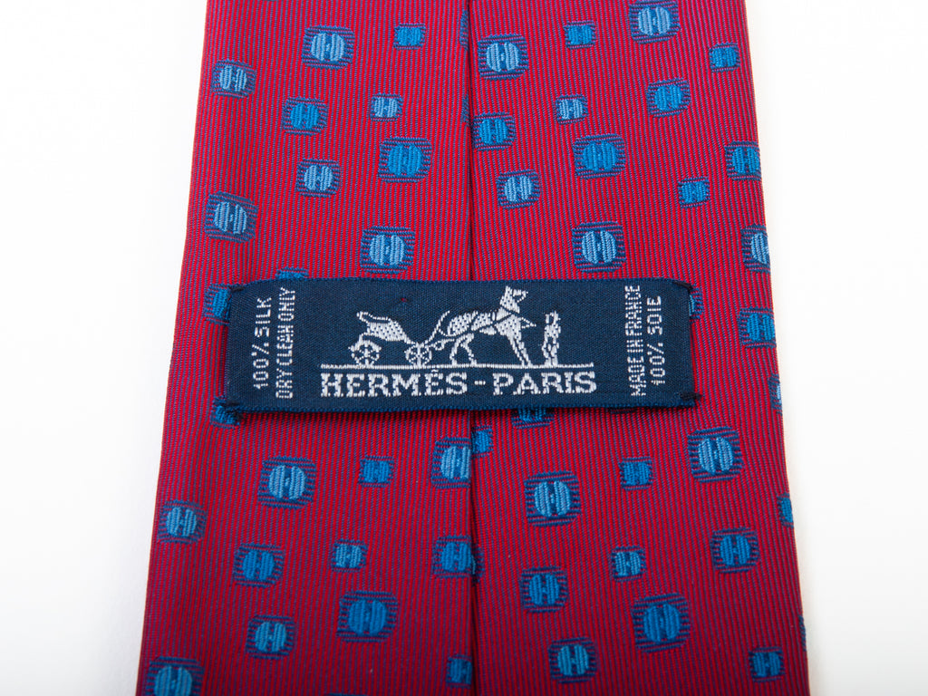 Hermes Red Geometric H Print Tie