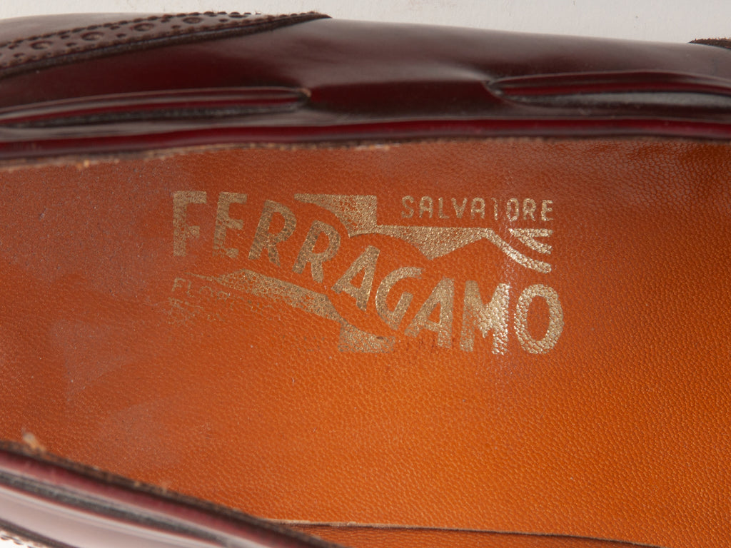 Salvatore Ferragamo Oxblood Red Kilted Loafers