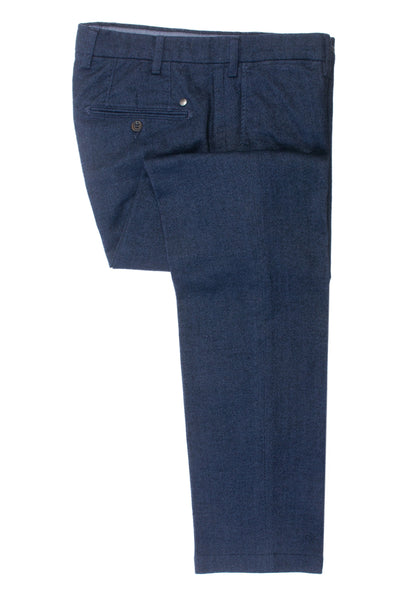 Canali 1934 Blue Contemporary Fit Brushed Cotton Pants