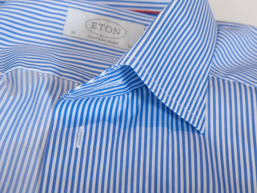 Eton Blue Striped Contemporary Fit Shirt