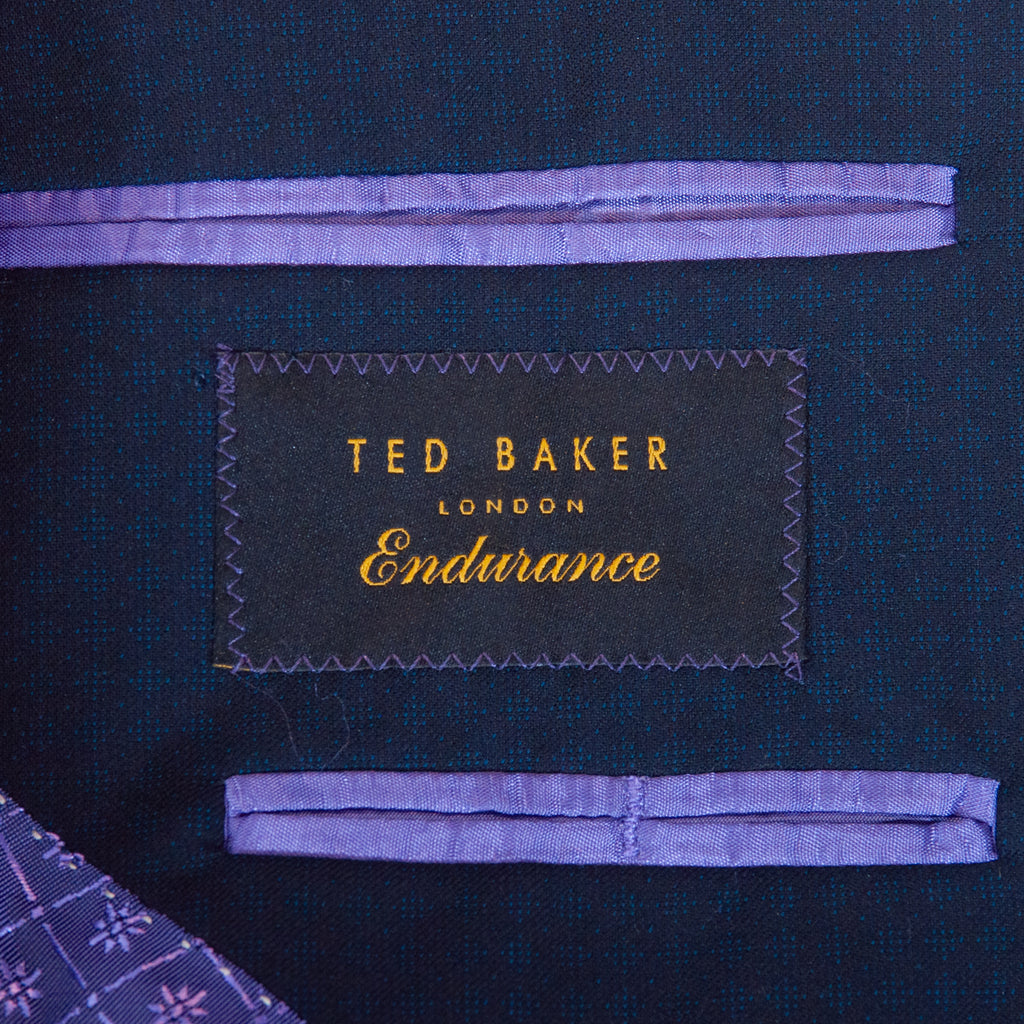 Ted Baker Navy Blue Tonal Check Jones CT Suit
