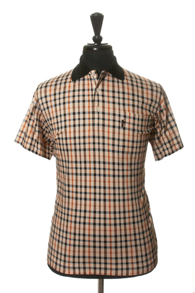 Daks London Brown Check Polo Shirt