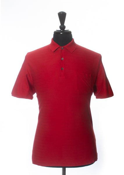 Dunhill Red Herringbone Twill Polo Shirt