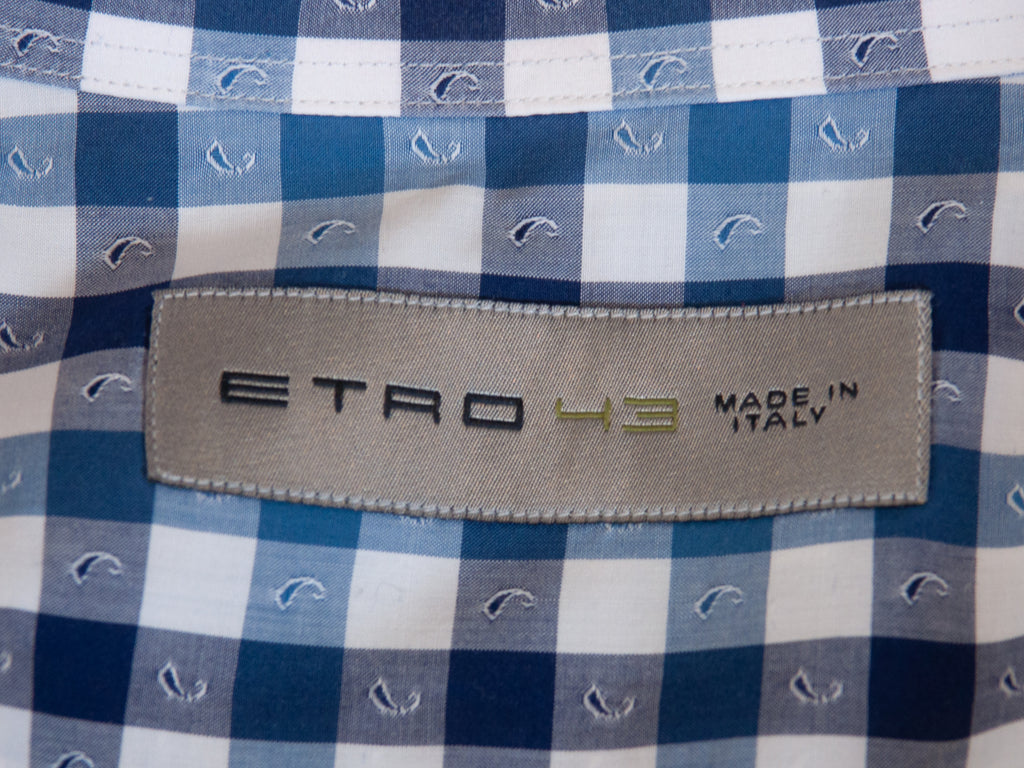 Etro Blue Paisley Check Shirt
