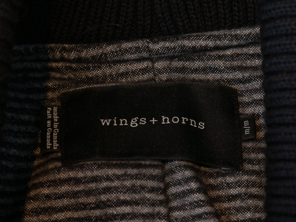 Wings + Horns Black Shawl Collar Pea Coat