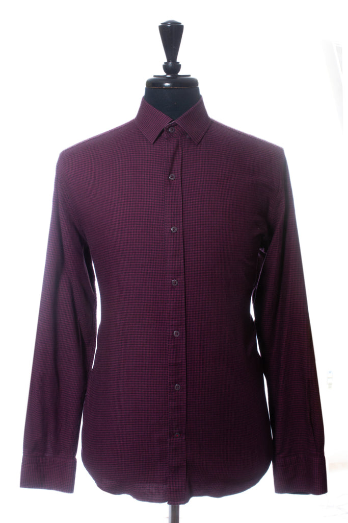 Robert Graham Modern Americana Burgundy Houndstooth Tailored Fit Shirt