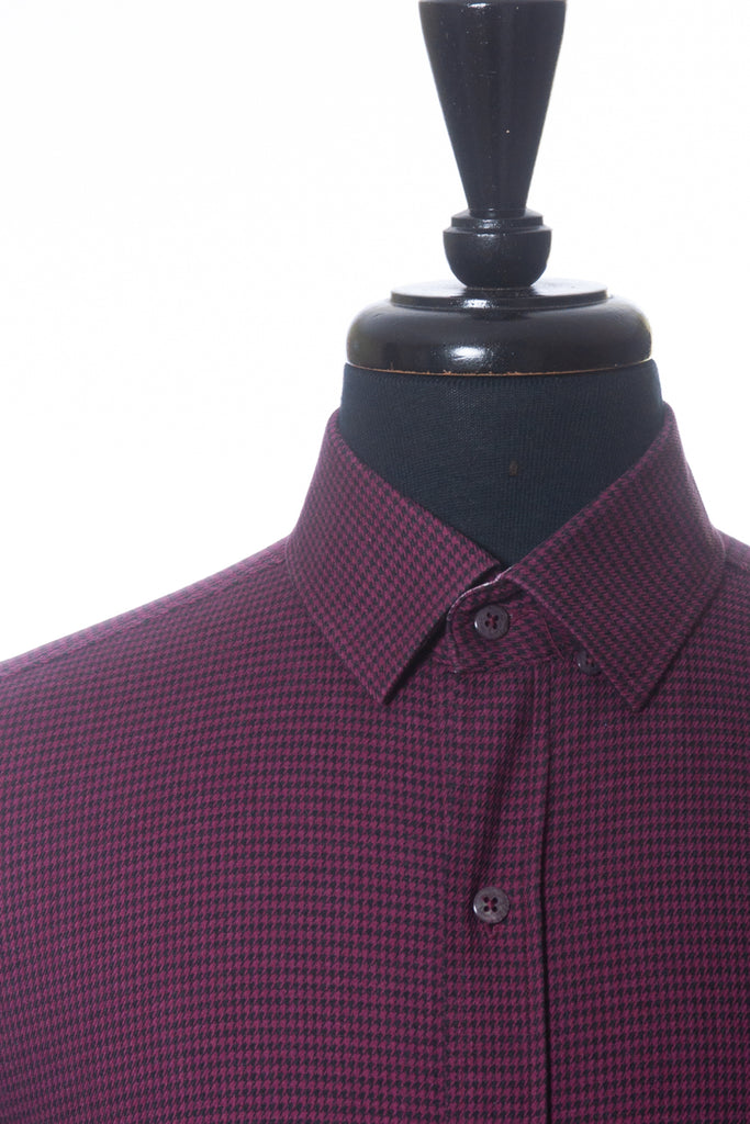 Robert Graham Modern Americana Burgundy Houndstooth Tailored Fit Shirt